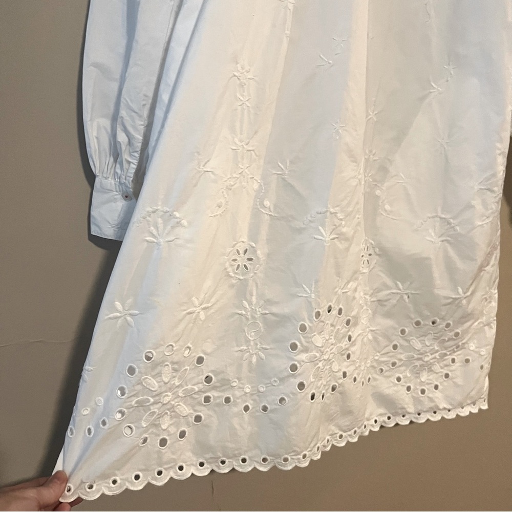 Scotch & Soda Organic Cotton Broderie Anglaise Shirt Dress Embroidered Eyelet - Picture 12 of 16
